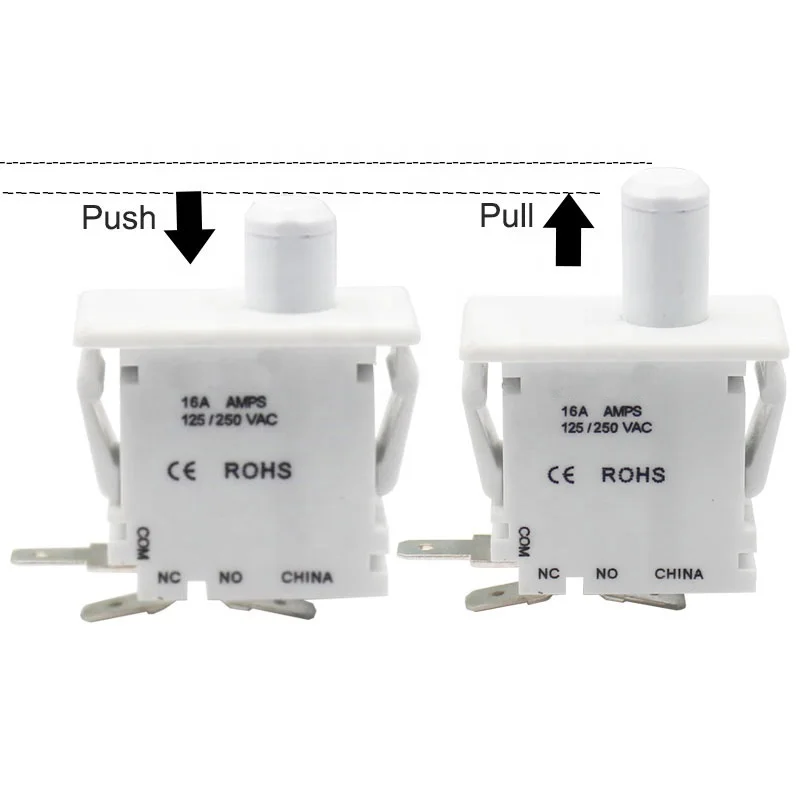 

16A 125VAC 250VAC кнопочный переключатель двери холодильника, нормально закрытый самоблокирующийся мгновенный переключатель сушилки