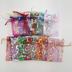 1000Pcs 7x9 9x12 13x18 Butterfly Star Moon Organza Gift Bags Drawstring Gift Bag for Jewelry Packing Bag Storage Display Pouches