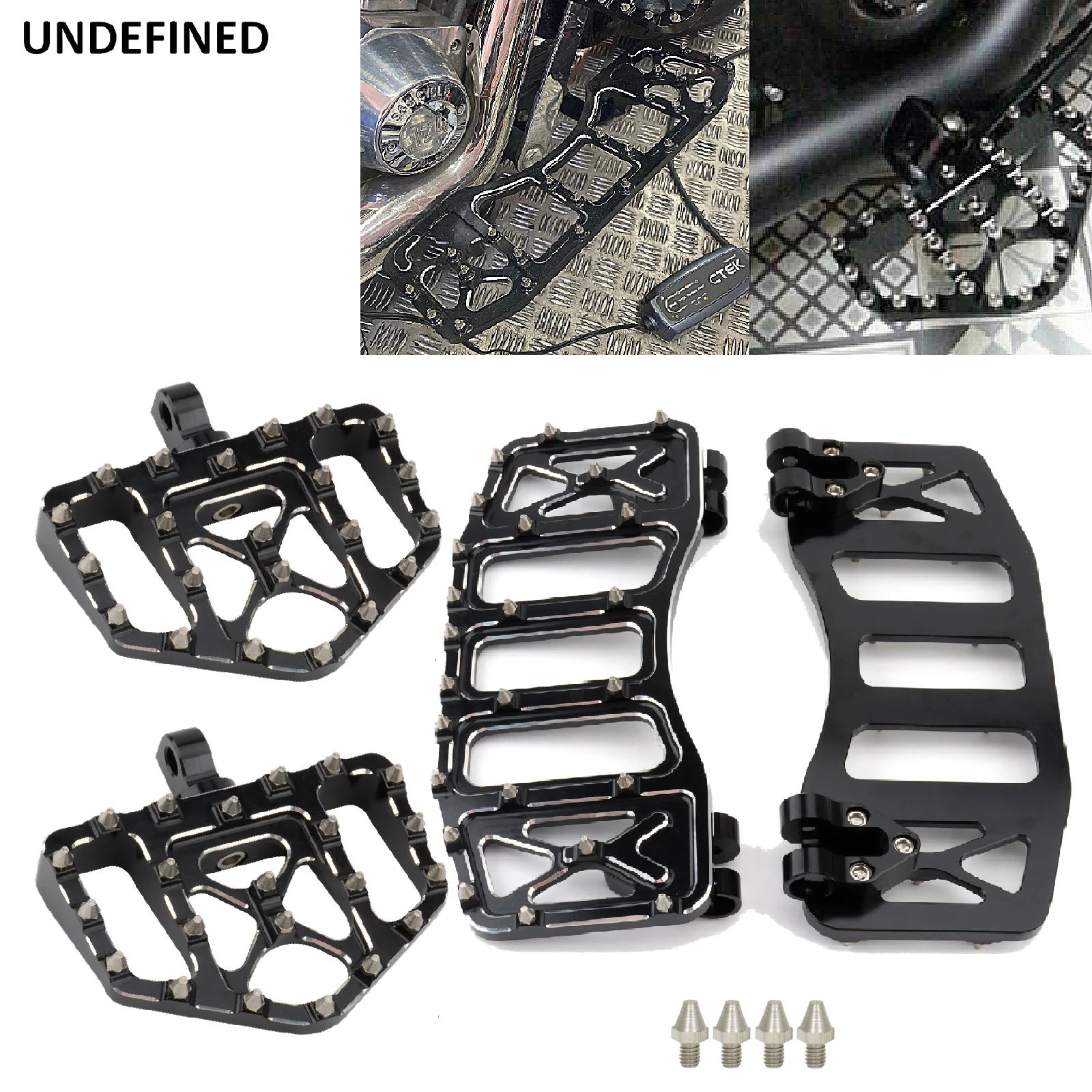 

Motorcycle Foot Pegs Floorboard Wide Stretched Footrests MX Pedals For Harley Touring Road Glide Road King Softail FLST Dyna FLD