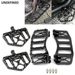 Motorcycle Foot Pegs Floorboard Wide Stretched Footrests MX Pedals For Harley Touring Road Glide Road King Softail FLST Dyna FLD