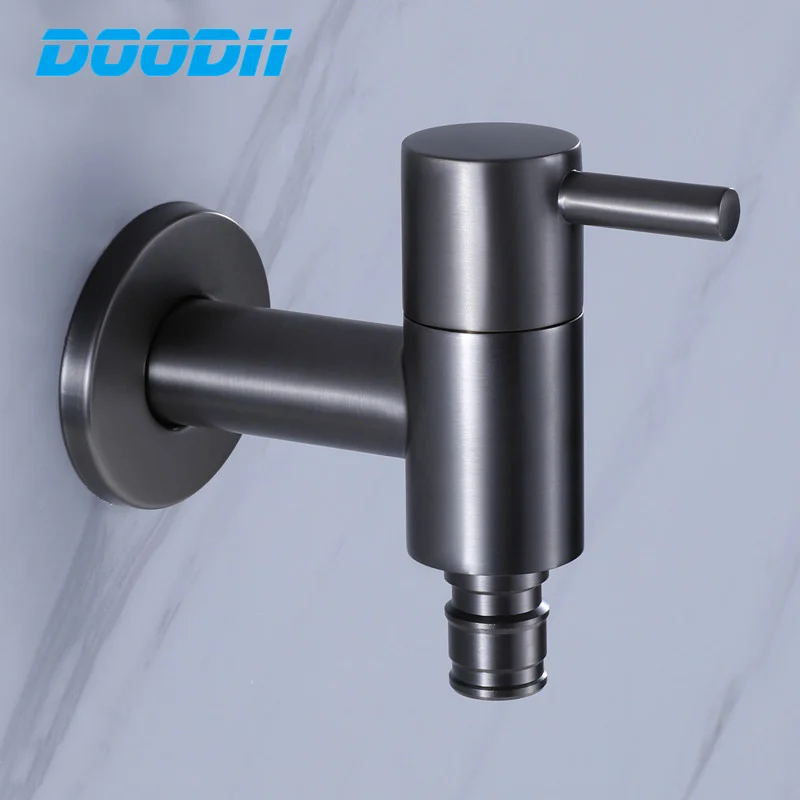 Doodii Bathroom single cold Bibcock Brass Wall Mount Taps ecorative Outdoor Garden Faucet Black quick open wc Faucet Torneira