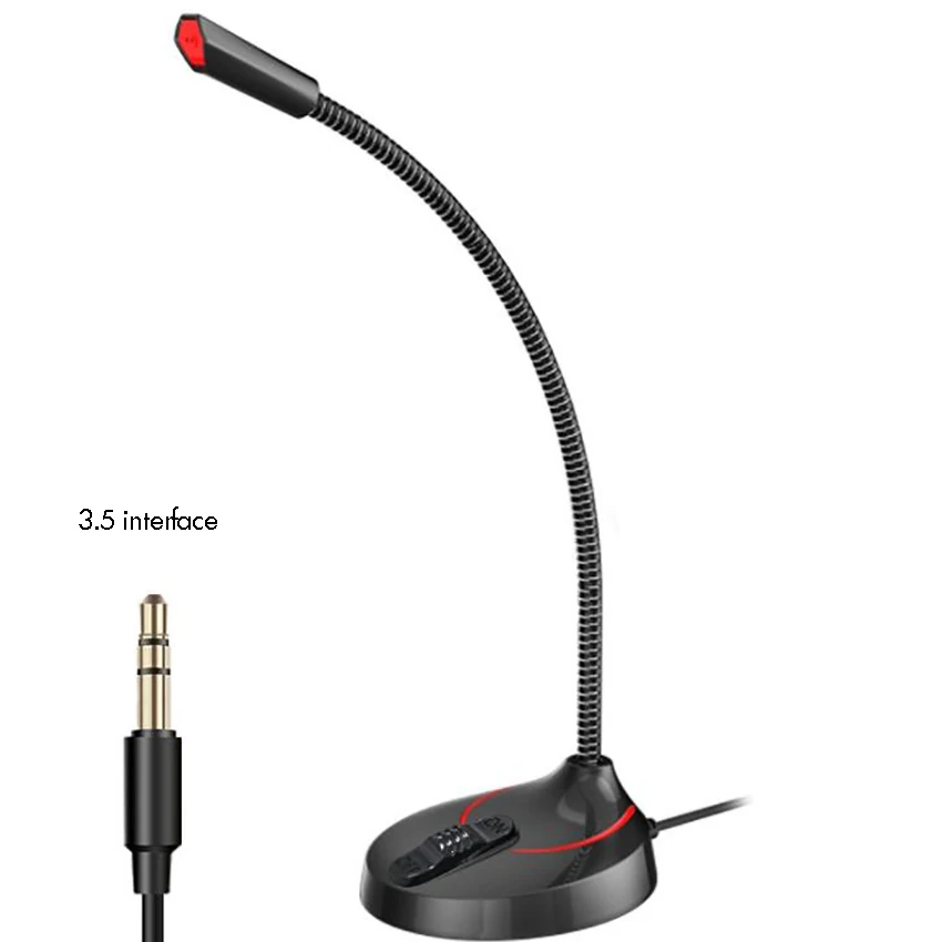 USB/3.5mm Computer Microphone, Plug &Play Desktop Omnidirectional Condenser PC Laptop Microphone, Switch Button for Games