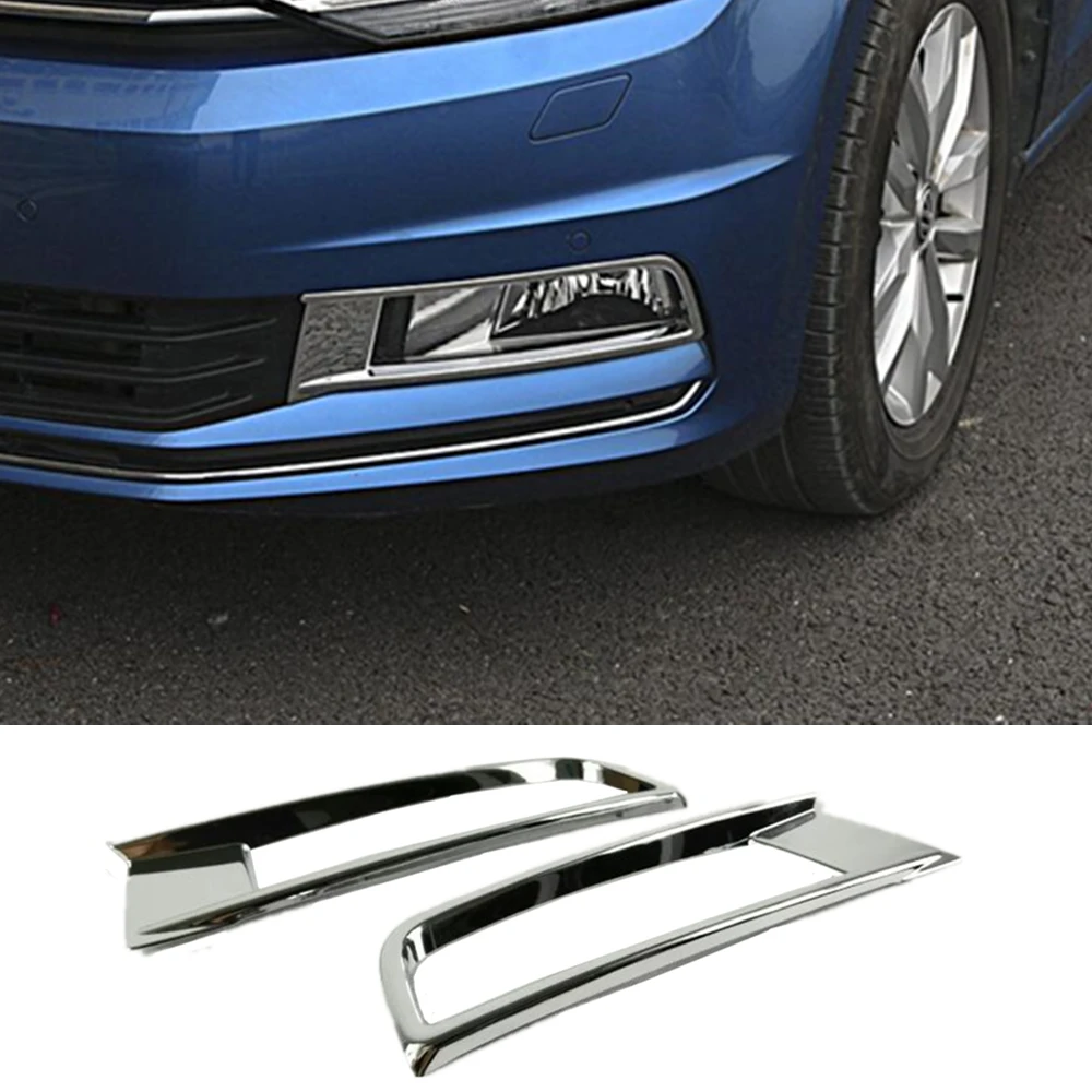 For VW Volkswagen Touran L 2016 2017 2018 2019 2020 Car Body Front Fog Light Lamp Detector Frame Sticks ABS Chrome Cover Trim