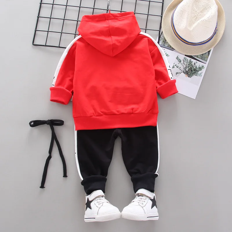 Toddler Baby Boys Clothes Spring Autumn Kids Girls Letter Hooded Pant 2pcs Outfit Children Casual Soild Suit Infant Active Sets