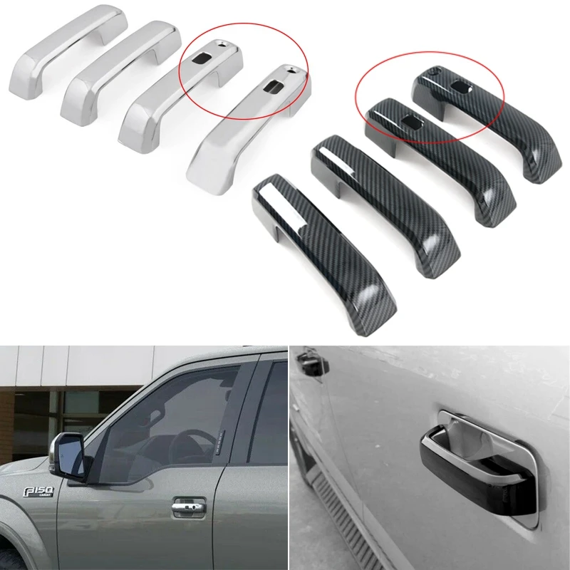 

For Ford F150 2015 2016 2017 2018 2019 2020 Car Door Exterior Handle Bowl Cover Decoration Trim Chrome Carbon