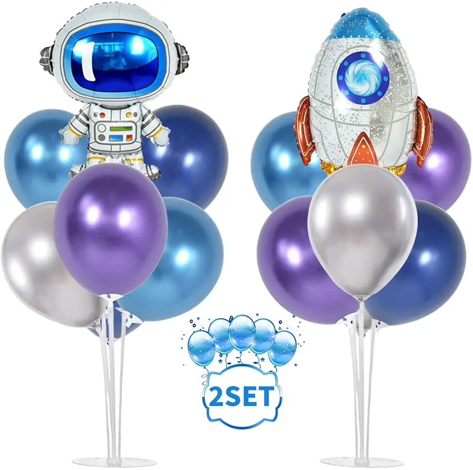 10PCS Space Theme Number Balloons Decoration Astronaut Spaceman Rocket Balloons for Boy Space Galaxy Theme Birthday Party Decor