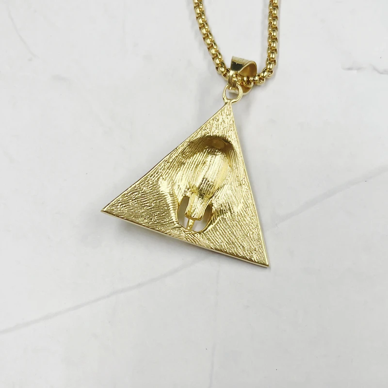 Men Hip hop gold color Pendant Stainless steel Egyptian Pharaoh Head pyramid Pendant Necklaces Chain Punk Jewelry