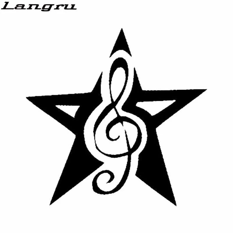 Langru 14.2*14CM New Style Star With Music Decorative Vinyl Stickers Car Window Decals Accessories Jdm
