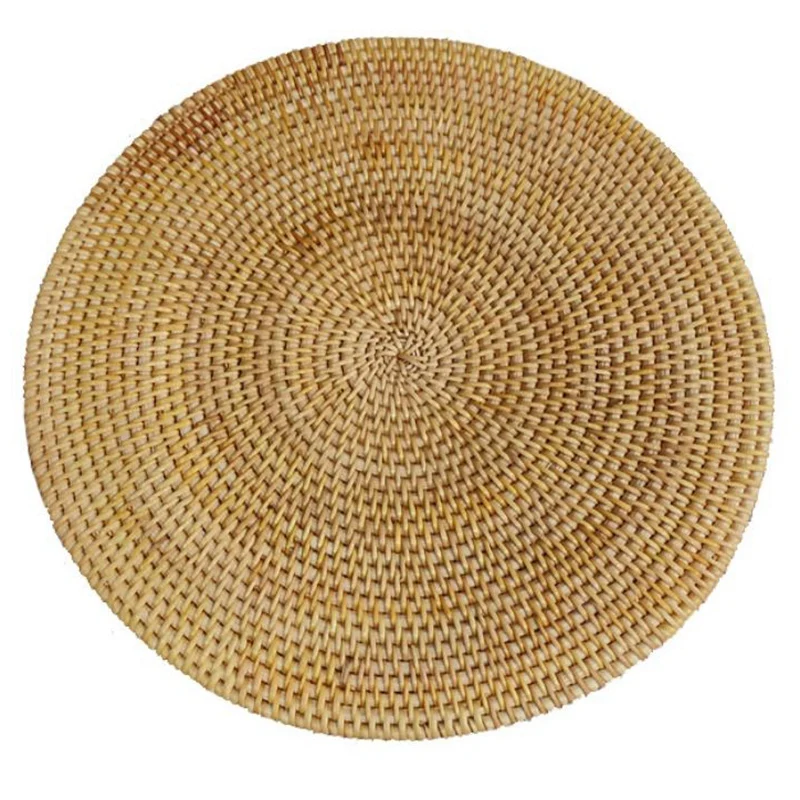 Handwoven Rattan Placemats,Round Wicker Table Mats, Natural Woven Placemats for Dinner Table,Heat Resistant Mats CNIM Hot