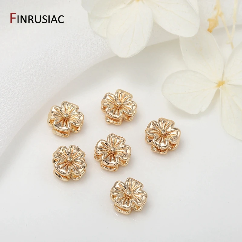 DIY Jewelry Beads Accessories Brass Metal Gold Plated Flower Spacer Beads For Jewellery Making Supplies