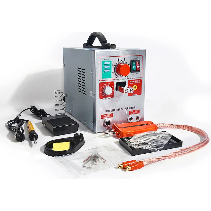 

By DHL1pc1.9kw LED Pulse Battery Spot Welder 709A with Soldering Iron Station Spot Welding Machine for 18650 16430 14500 battery