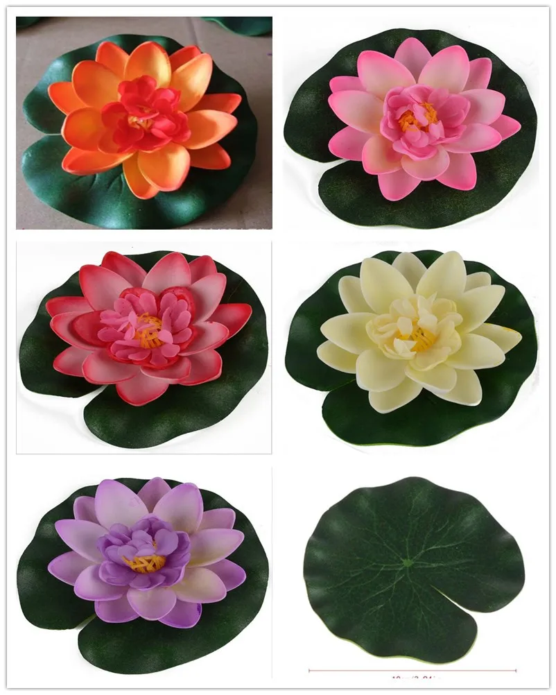 Lirio de agua de loto Artificial, adorno de planta flotante para estanque de flores, 10cm, decoración de estanque de jardín para el hogar, 1 unidad