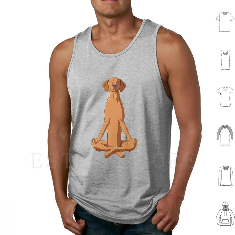 Dog Hungarian Vizsla Meditate Tank Tops Vest Cotton Dog Hungarian Vizsla Animal Lover Pets Purebred Dog Owner Dogs Dog Breed