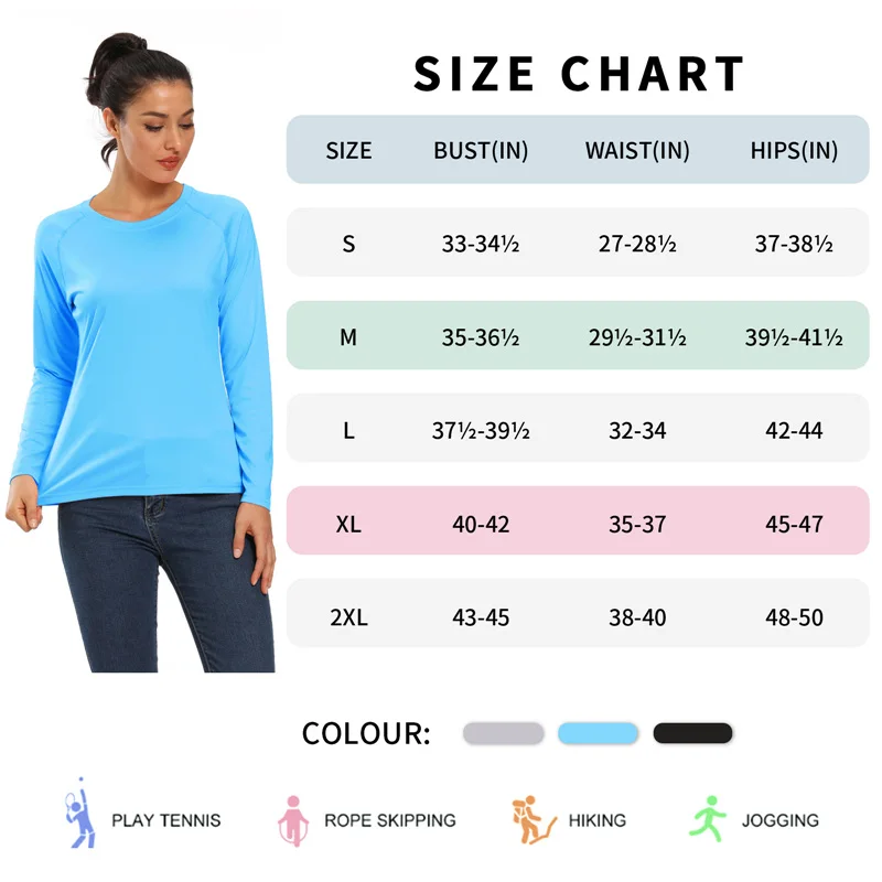 Women t shirt UPF 50+ UV Sun Protection T-Shirt Long Sleeve Fishing Hiking Performance run Shirts woman Outdoor fitness t-shirts