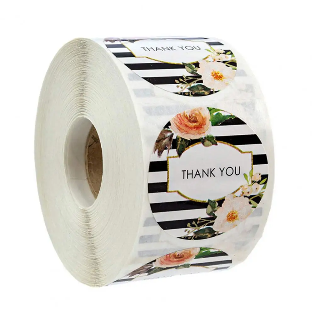 Pegatinas de agradecimiento con patrón Floral, rollo de envolturas de regalo, calcomanías para tarjetas de boda, 500 Uds.
