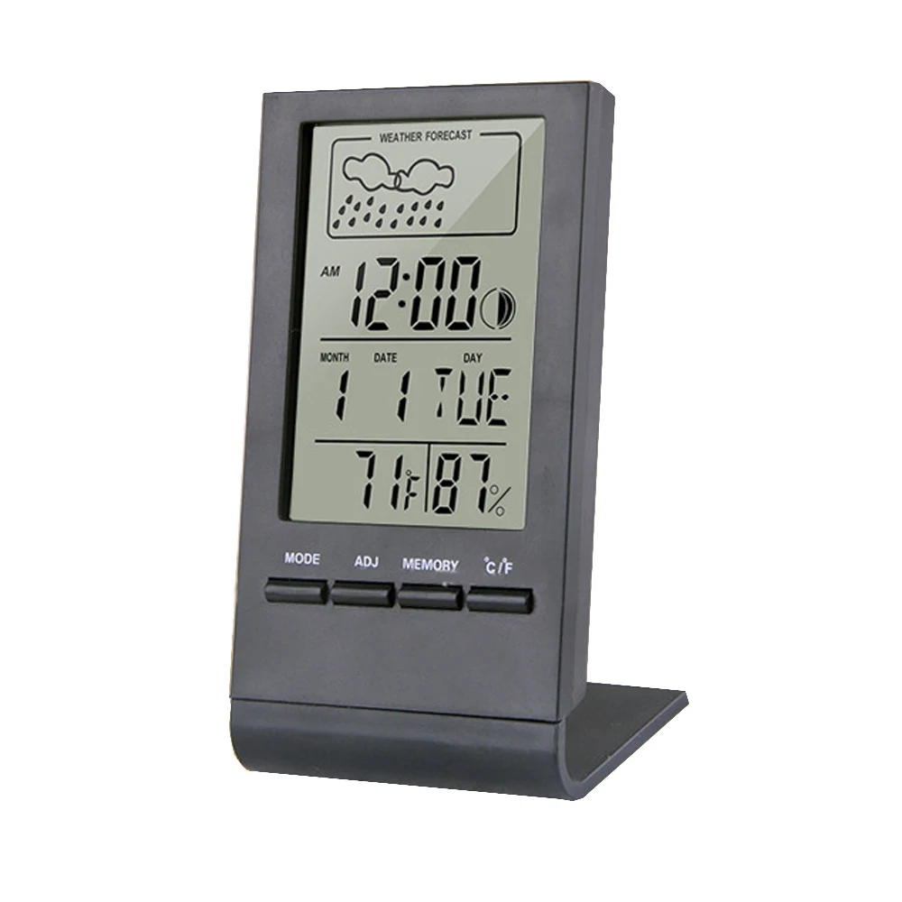 Mini Digital Indoor Thermometer and Hygrometer Humidity Meter Gauge Clock Weather Station Forecast Max Min Value CX-220 ﻿