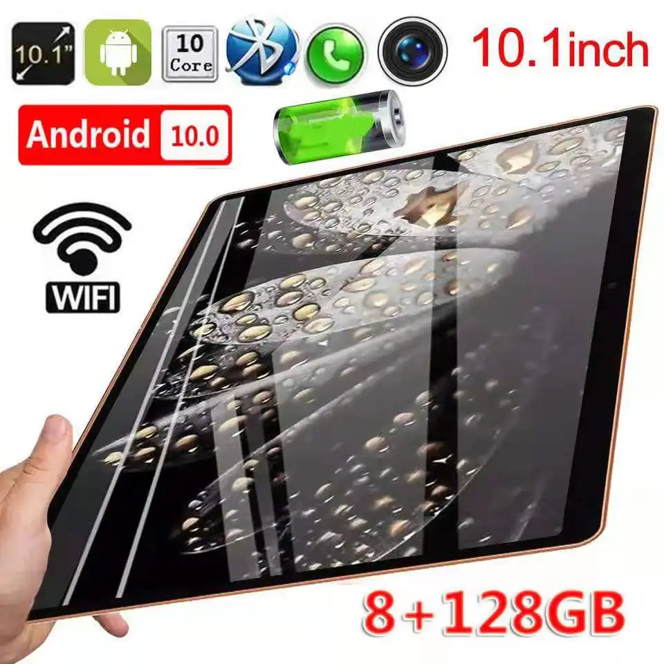 10.1 Inch tablets MediaTek 10 Core IPS 8GB RAM 128GB ROM Cellular 2 SIM Phone Tablet PC 4G WCDMA 3G GSM GPS WIFI Android 10.0 PC