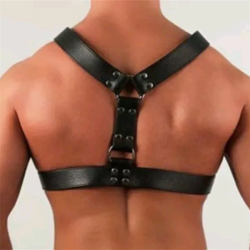 Fetish Men Leather Gay Harness Belts Adjustable Sexual Body Bondage Chest Harness Strap Erotic Rave Gay Clothing for Adult Sex