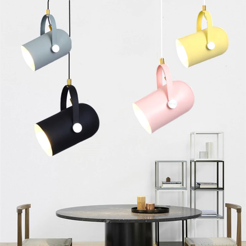 Nordic Pendant Lights Minimalism Broplight Iron/Angle Adjustable E27 Small  Clothing Store/Restaurant/Bar Hanging Lamp