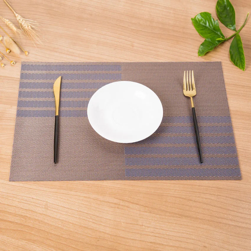 4 Pcs/set Simple Stripe PVC Placemats Kitchen Dining Coffee Table Place Mats Coasters Kitchen Accessories Individuales De Mesa