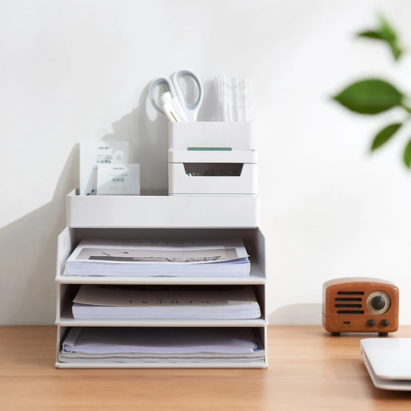 A4 Paper Organizer Document Plastic Case Table Desk Storage Superposition Holder,Waterproof, Moisture-resistant and Durable.