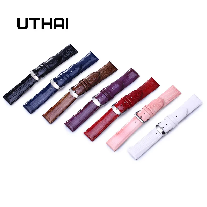 UTHAI Z10 Watch Band Woman Genuine Leather Straps 12-22mm  Accessories High Quality Lizard Pattern Watchbands