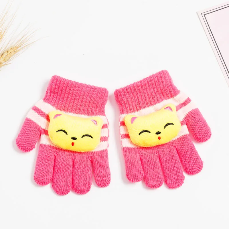 1-5Years Old Children's Winter Warm Thick Gloves For Boys Girls Cute Cartoon Animals Baby Infant Hand Mittens Full Finger Gloves