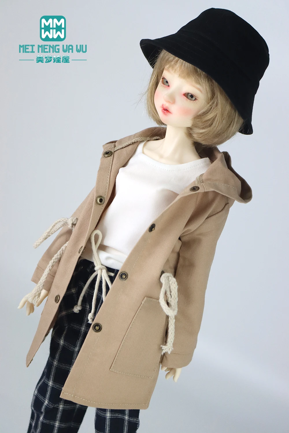 BJD dolls clothes Accessories fits 43-45cm 1/4 MSD MK YOSD Fashion plaid trousers, hooded jacket, hat Girl's gift