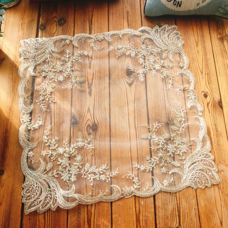 British Embroidered Square Lace Bedroom Study Living Room Food Fruit Dust Cover Placemat Coaster Banquet Party Coffee Table Mat