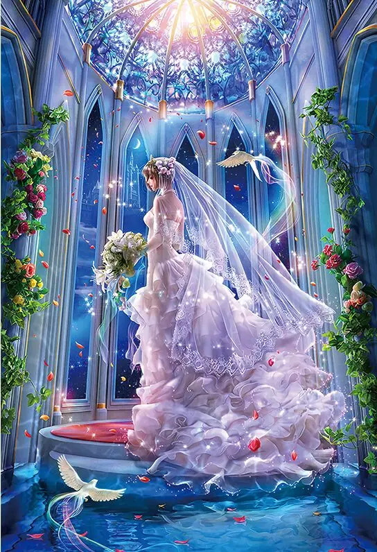 Wedding dress girl The paper puzzle 1000 pieces ersion jigsaw puzzle white card adult children's educational toys