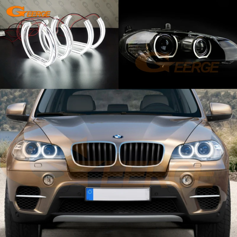 For BMW X5 E53 E70 2000 2001 2002 - 2009 2010 2011 2012 2013 Ultra Bright DTM U Style Led Angel Eyes Kit Halo Rings Day Light