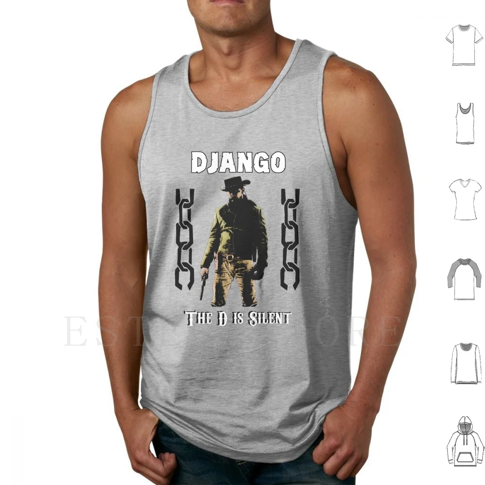 Django Is Silent Майки Жилет Хлопок Django Unchained Django Unchained Квентин Таринтино Джейми Фокс Ковбой Вестерн