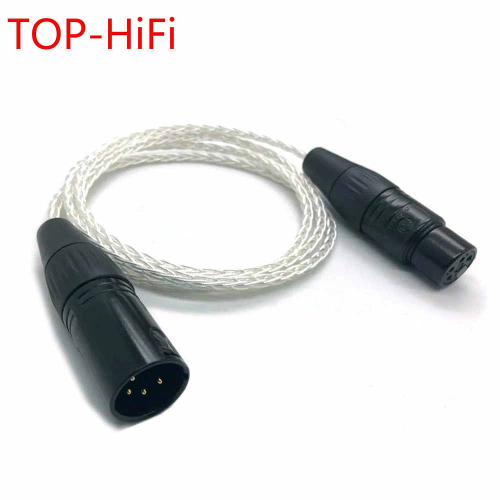 

TOP-HiFi 4-контактный XLR штекер на 4-контактный XLR женский пуланный аудио 8-жильный посеребренный удлинительный кабель Кабель для обновления