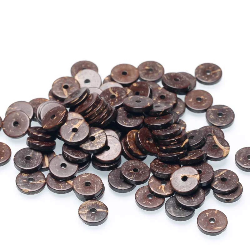 Polished coconut shell round brown coconut shell for DIY jewelry making bracelets 100 beads septa beads