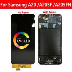 Super AMOLED For SAMSUNG Galaxy A20 2019 LCD Display With Frame SM-A205F/DS A205FN A205YN A205 Screen Touch Digitizer Assembly