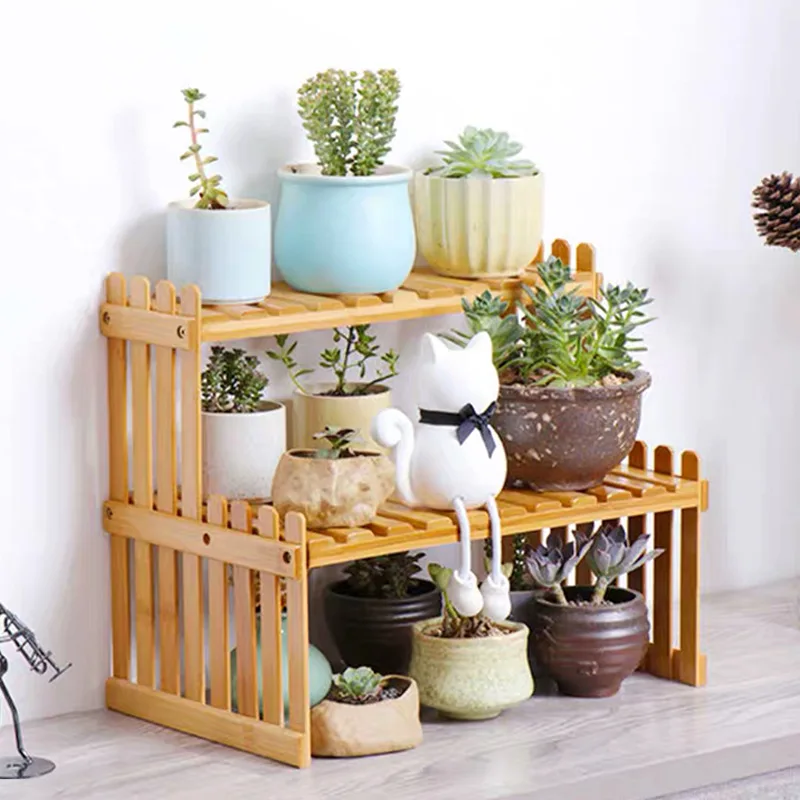 Wooden Storage Rack For Plants Shelves Flower Display Stand Desk Organizer Decorative Flower Stand Kitchen Storage Shelf Rack