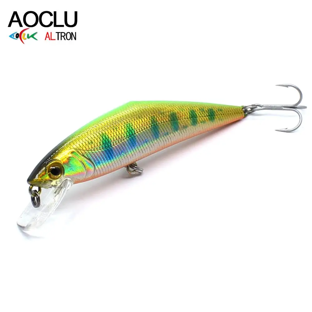 AOCLU Sinking Wobbler 85mm 13.6g Hard Bait Flat Body Minnow Crankbait Lure Bass Trout Tuna Inshore Boat Fishing