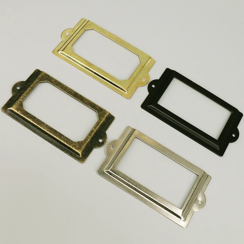 

6PCS Antique Metal Label Pull Frame Handle Large Retro File Name Card Holder For Furniture Cabinet Drawer Box 125*69mm
