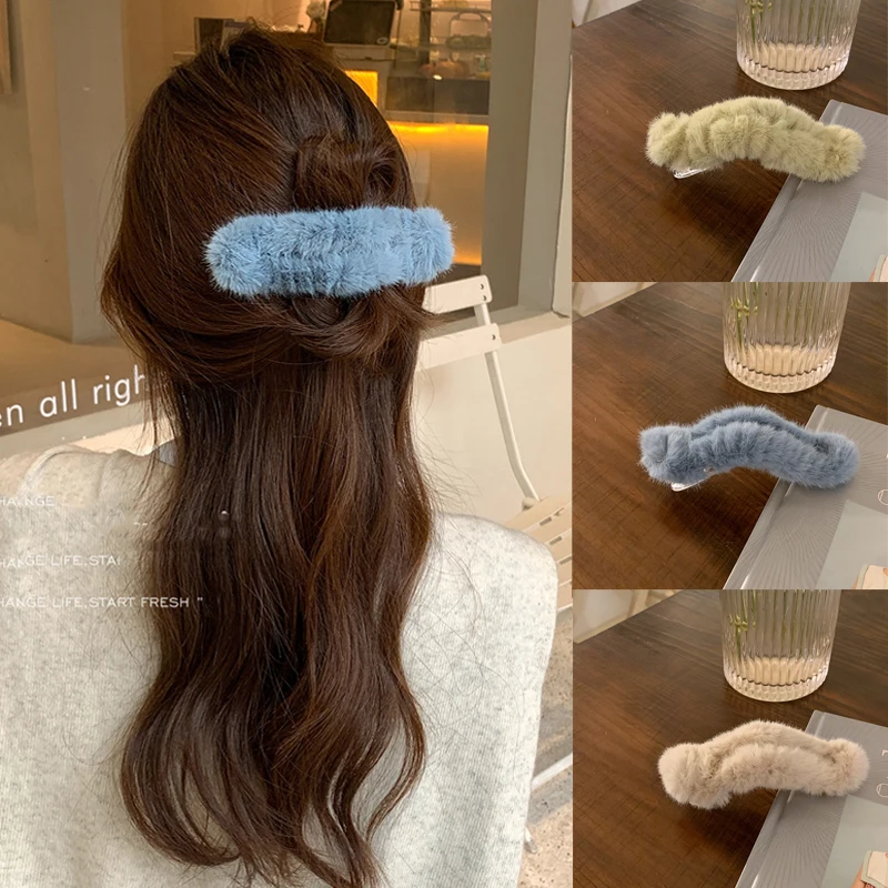 

Ruoshui Plush Winter Big Hairpins Duckbill Clips Woman's Hair Accessories Barrettes Girls Hairgrip Headwear Ornaments