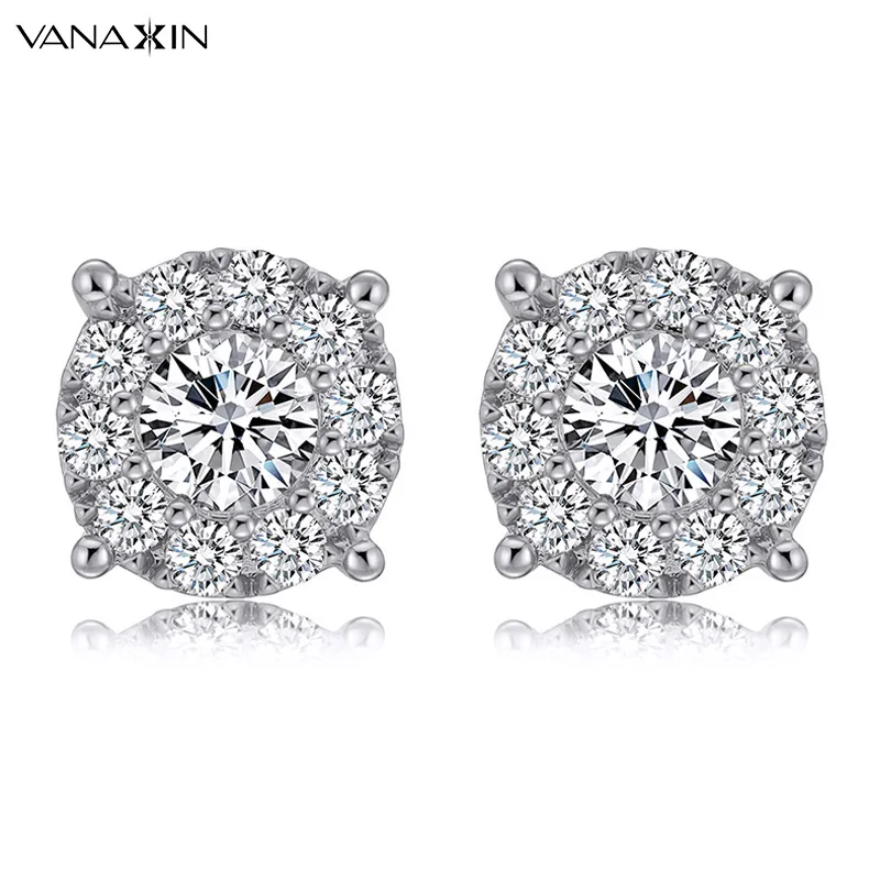 

VANAXIN Vintage Stud Earrings Crystal CZ Bling for Women Fashion Wedding Jewelry