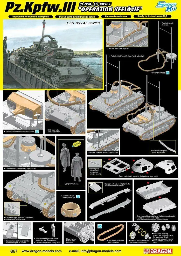 6877 DRAGON 1/35 Pz.Kpfw.III (3.7cm) (T)Ausf.F Operation Seelowe DS Tracks