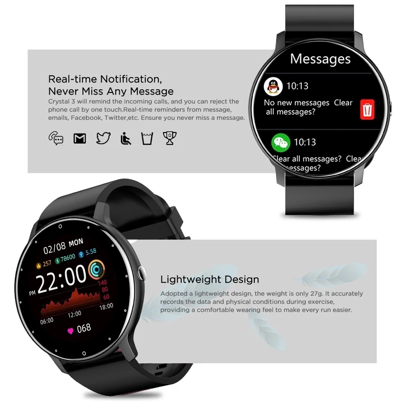 LIGE Smart band Watch Men Real-time Weather Forecast Activity Tracker Watches Sports Ladies Smart Watch Women For Xiaomi Watch