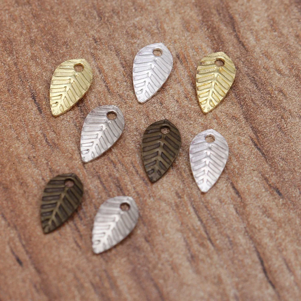 100pcs 4x7mm Vintage Small Leaf Charms Jewelry Charms DIY Necklace Bracelet Earrings Findings Handmade Material