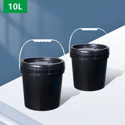 1PCS 10L Black Plastic Bucket Thicken Leakproof Storage Container For Paint Oil Food Grade Pail With Lid And Handle