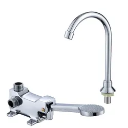 Brass  Foot Pedal Faucet Foot Valve Hot and Cold Basin Toilet Laboratory Faucet Foot Valve Bathroom  Vanity