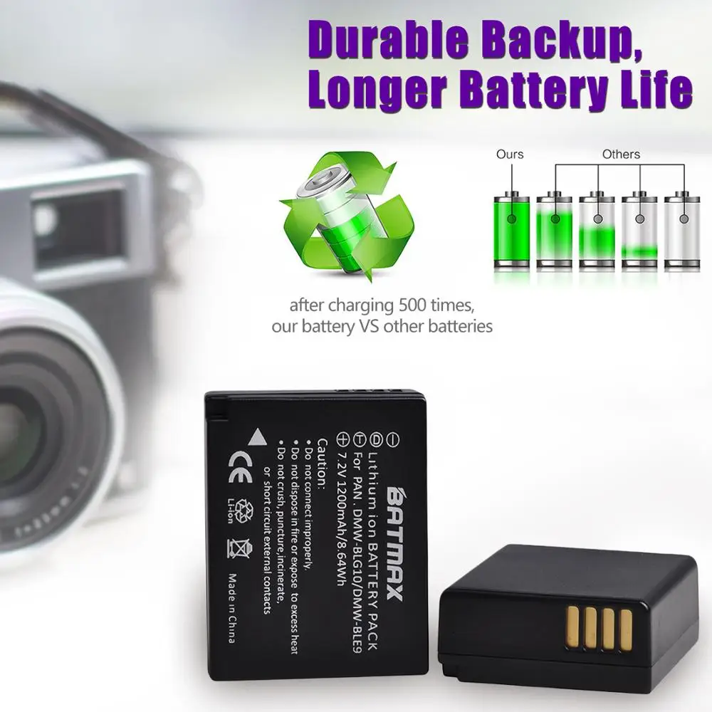 DMW-BLG10 DMW BLG10 BLG10e BLE9 Battery + LED Built-in  USB Dual Charger Type C for Panasonic LUMIX GF5 GF6 GX7 LX100 GX80 GX85