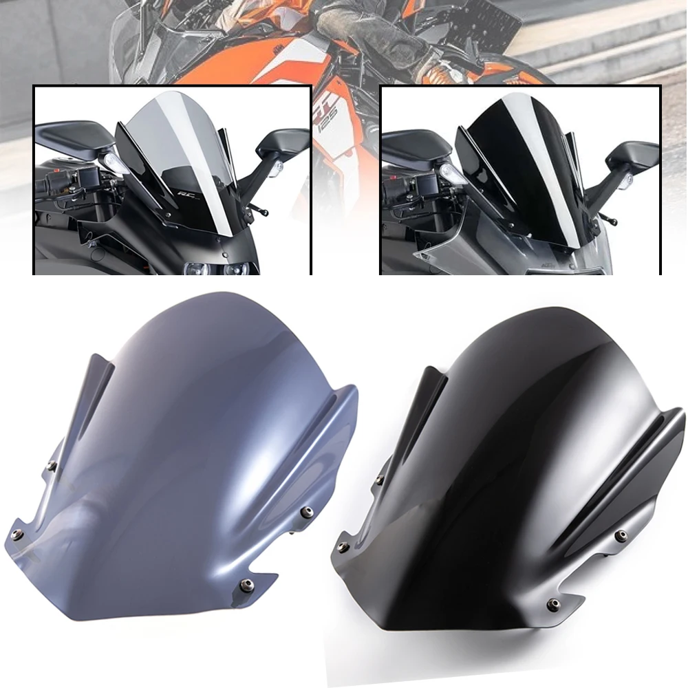 For RC 390 Windscreen Windshield Visor Parabrisa with Bracket For 2014-2020 RC125 RC200 RC390 2019 2018 Motorcycle Accessories