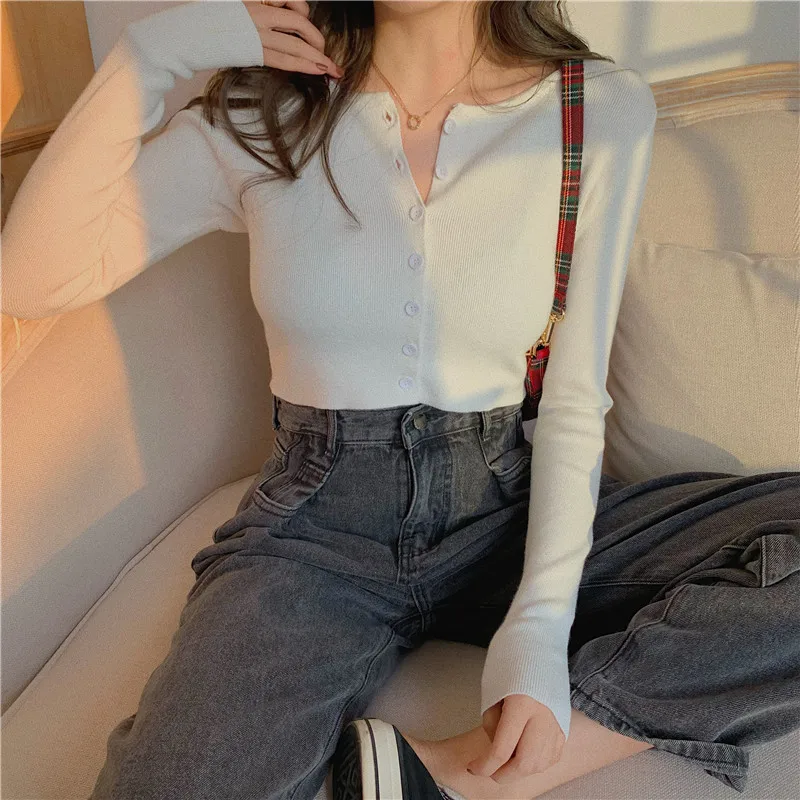 Green cardigan women knitted vintage sweater black long sleeve crop top women cropped sweater kawaii button up sweater cute