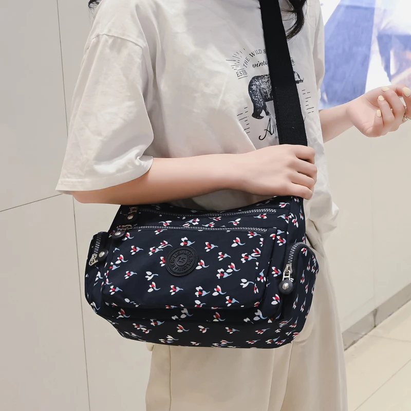 Rural Style Cloth Crossbody Ladies Casual Shoulder Bag Nylon Waterproof Handbag Daily or Women Shopping Travel Messengerbag