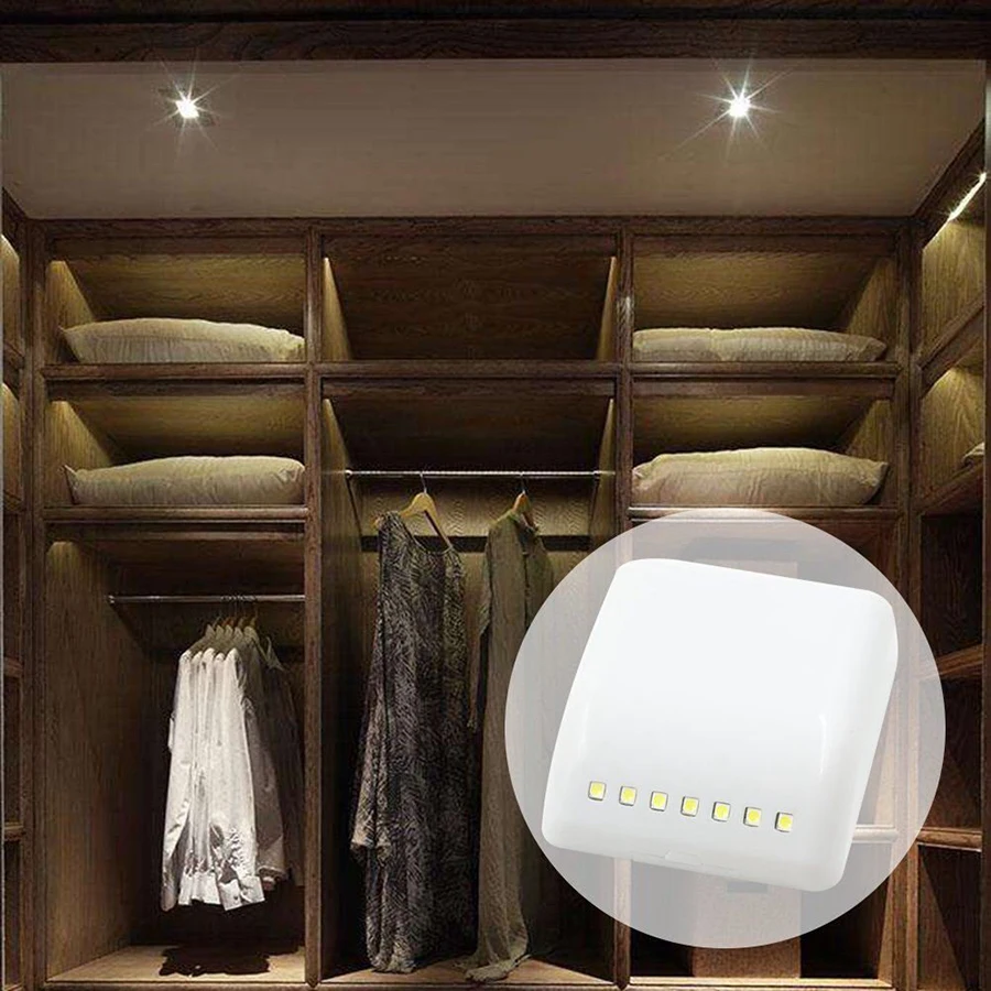 7 LEDs Under Cabinet Light Universal Wardrobe Light Sensor LED Inner Lamp For Kitchen Cupboard Closet Night Lighting Decoration